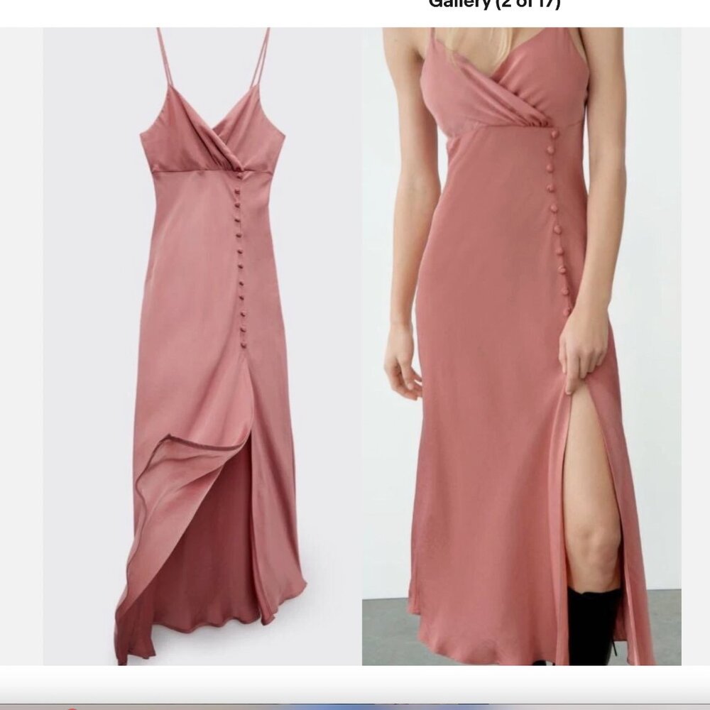 Zara Buttoned Slip Dress (Pink)